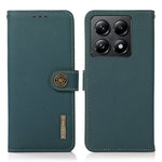 KHAZNEH For Xiaomi 14T Pro Case Genuine Cow Leather RFID Blocking Wallet Phone Cover