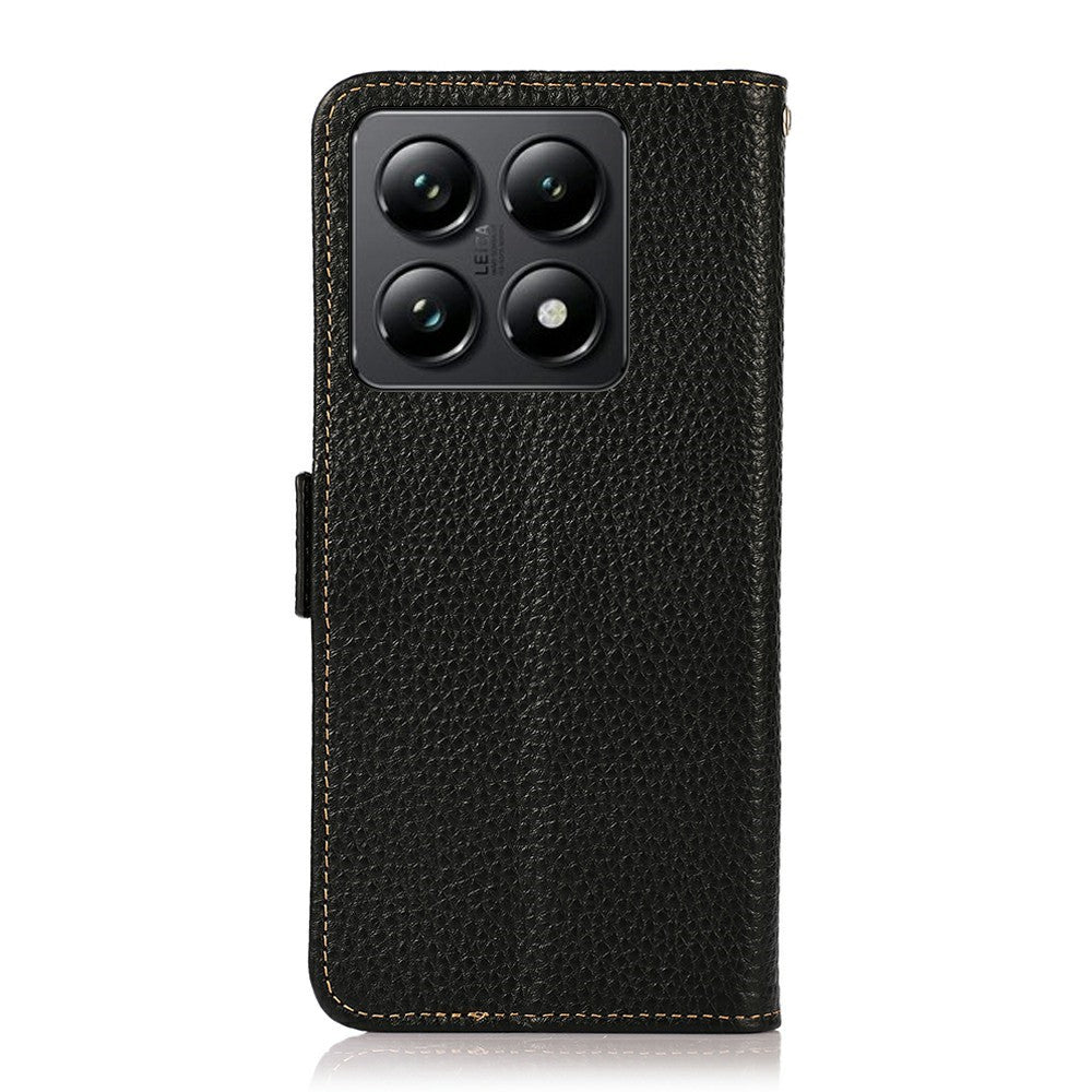 KHAZNEH For Xiaomi 14T Phone Case Genuine Cow Leather Cover RFID Blocking