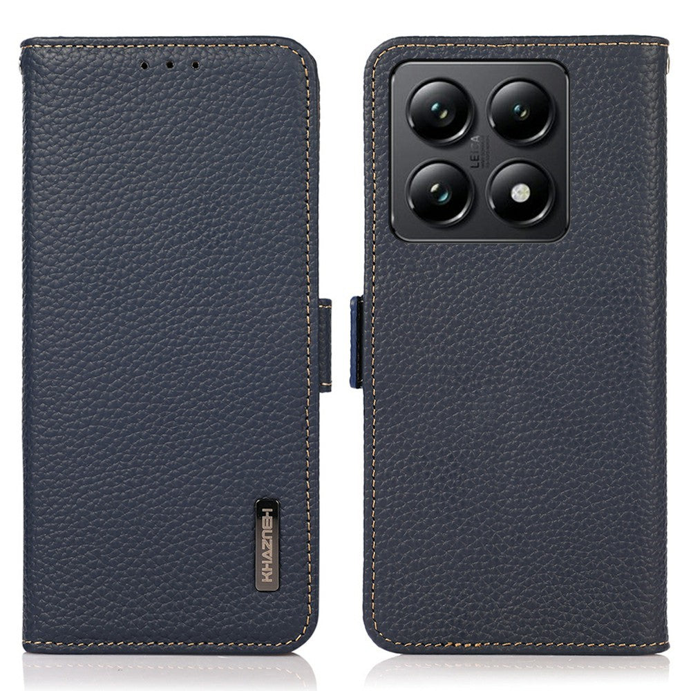 KHAZNEH For Xiaomi 14T Phone Case Genuine Cow Leather Cover RFID Blocking