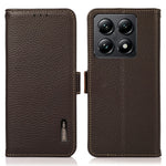 KHAZNEH For Xiaomi 14T Phone Case Genuine Cow Leather Cover RFID Blocking