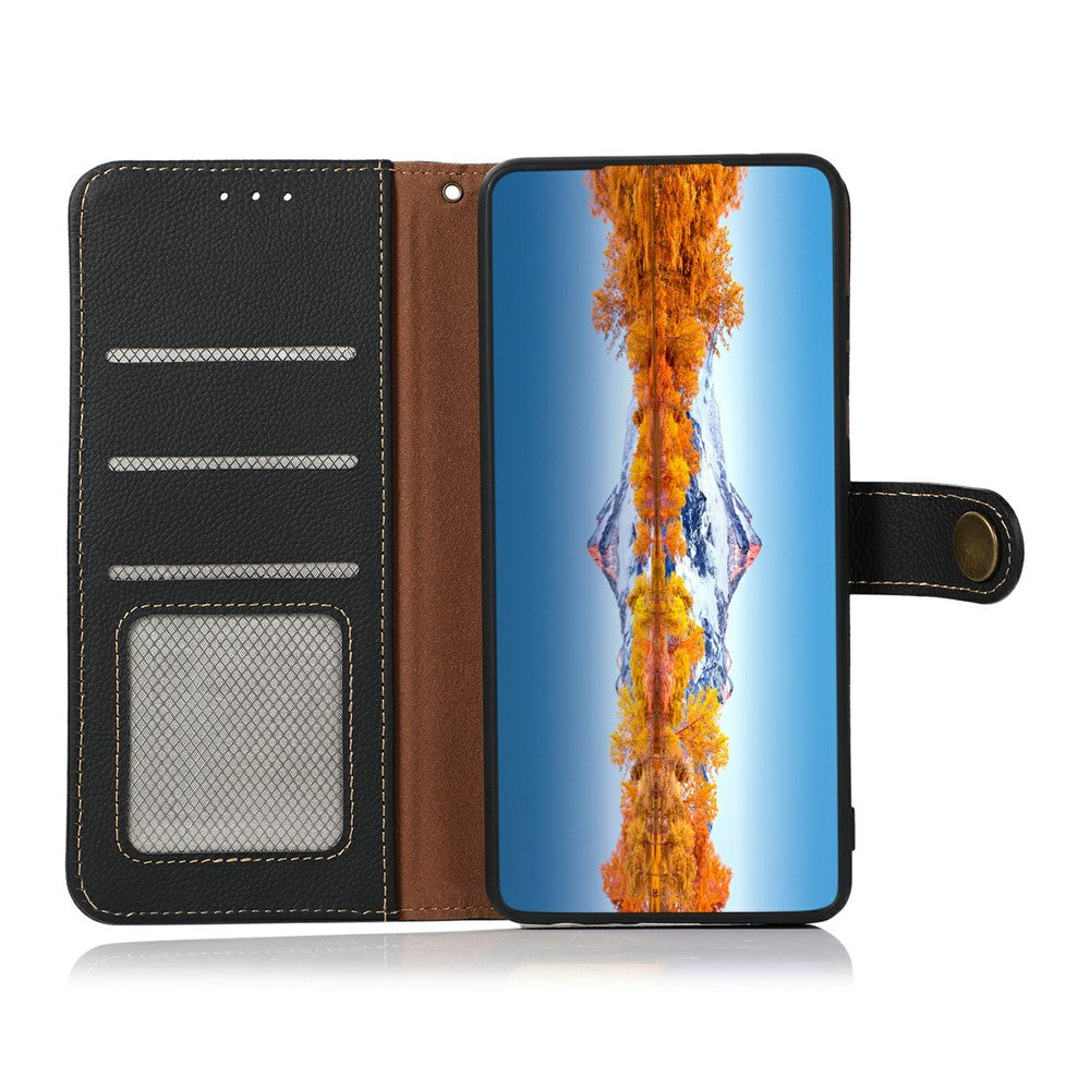 KHAZNEH For Xiaomi 14T Case Genuine Cow Leather RFID Blocking Wallet Phone Cover