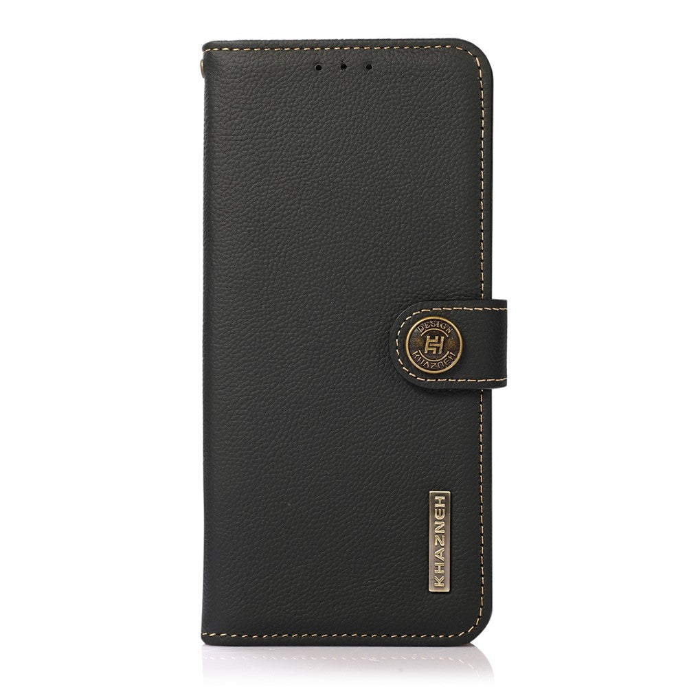 KHAZNEH For Xiaomi 14T Case Genuine Cow Leather RFID Blocking Wallet Phone Cover
