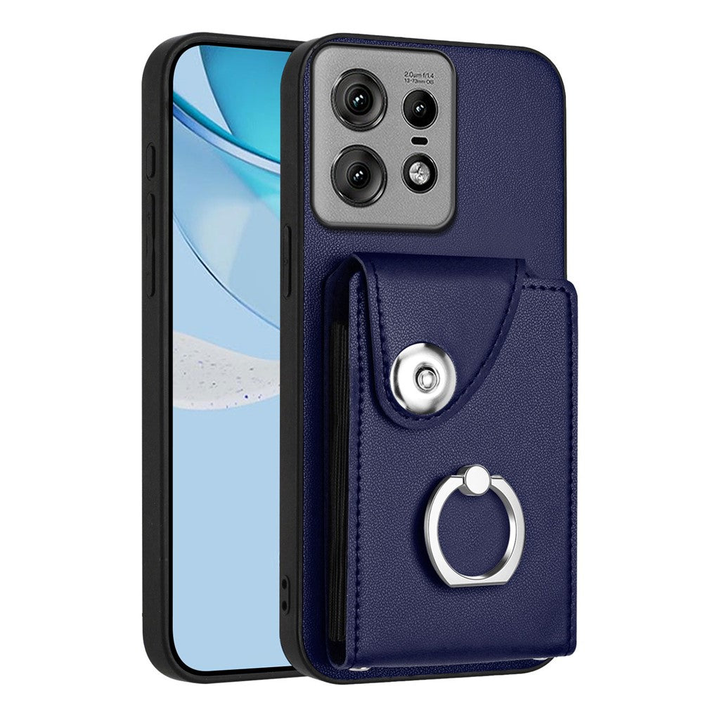 For Motorola Edge 50 Pro 5G Case YB Leather Coating Series-7 Card Holder Leather TPU Phone Cover with Kickstand