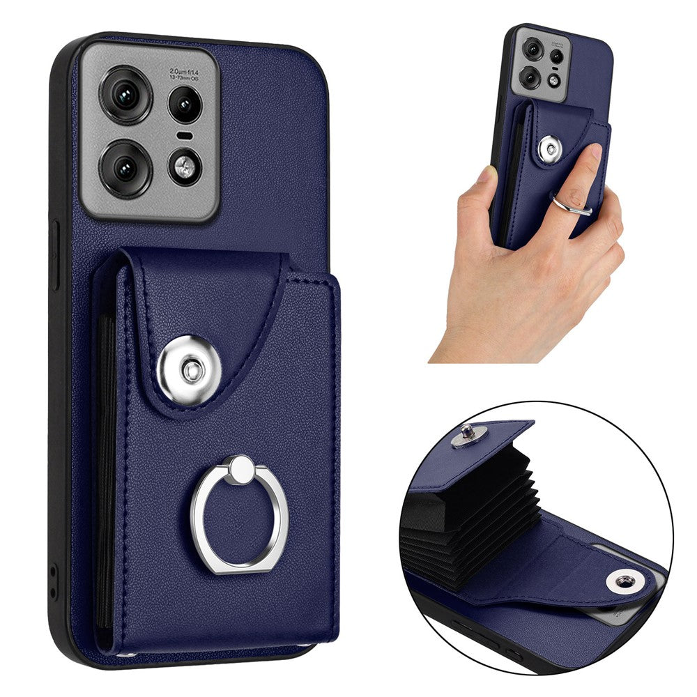For Motorola Edge 50 Pro 5G Case YB Leather Coating Series-7 Card Holder Leather TPU Phone Cover with Kickstand