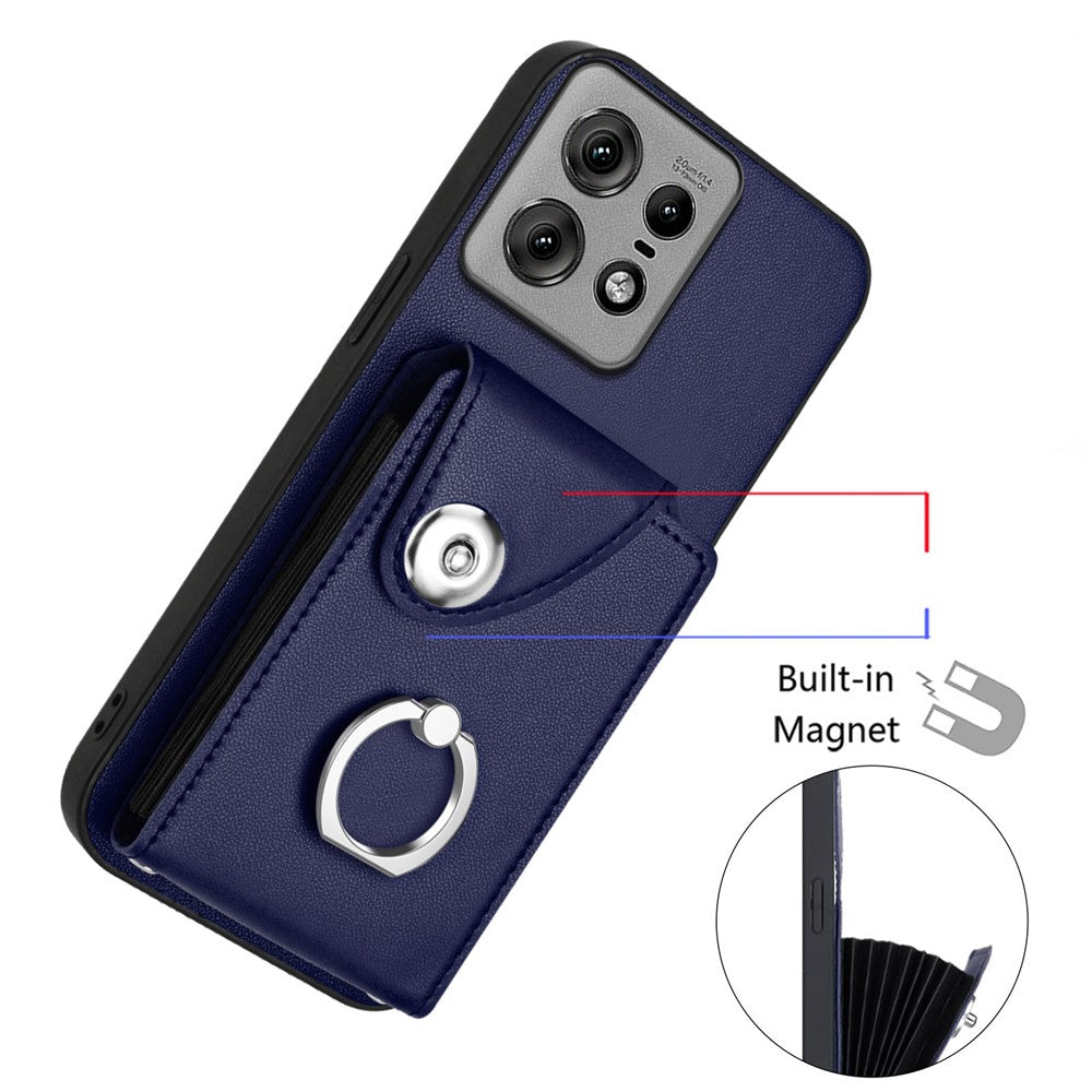 For Motorola Edge 50 Pro 5G Case YB Leather Coating Series-7 Card Holder Leather TPU Phone Cover with Kickstand