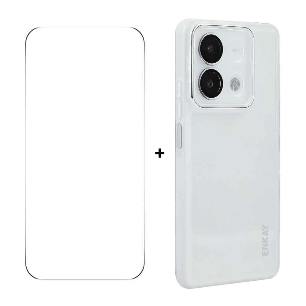 ENKAY HAT PRINCE För Xiaomi Redmi Note 13R Pro 5G Skal Matt TPU mobilskal med Linsfilm + 9H Glasskydd