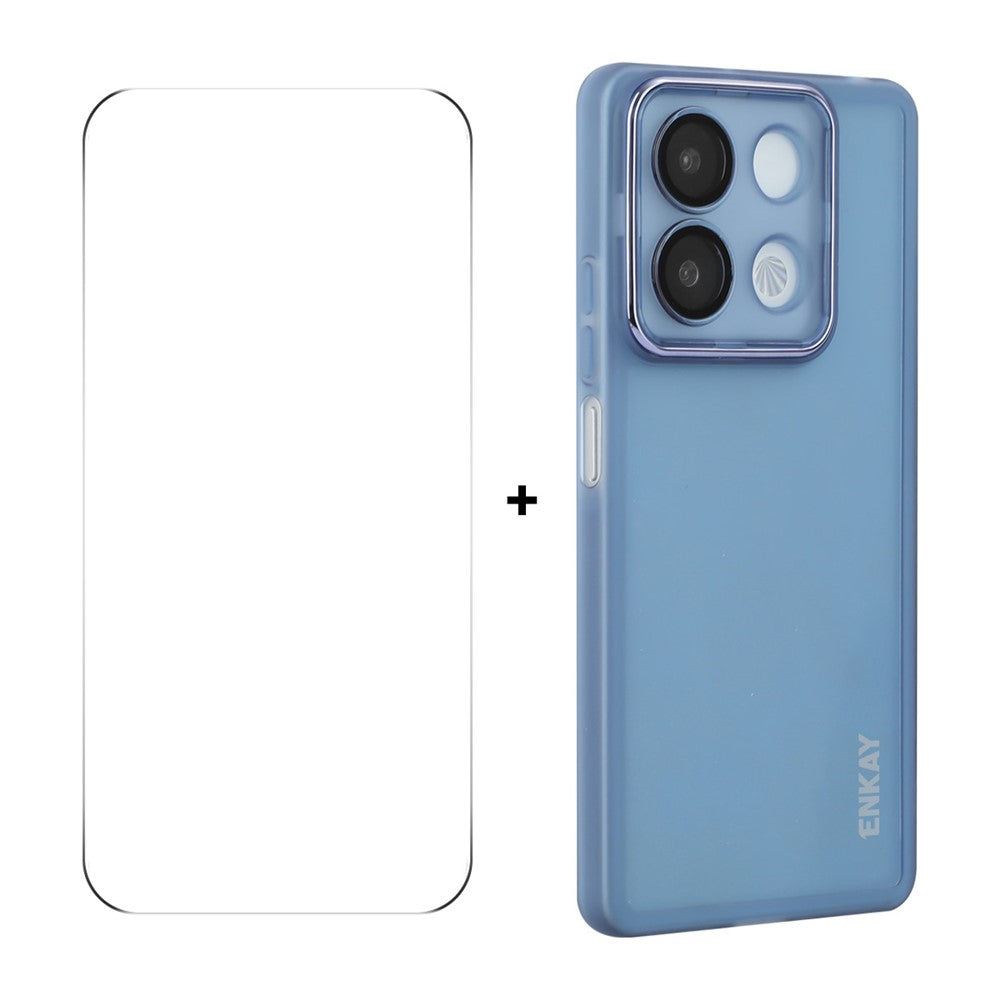 ENKAY HAT PRINCE För Xiaomi Redmi Note 13R Pro 5G Skal Matt TPU mobilskal med Linsfilm + 9H Glasskydd
