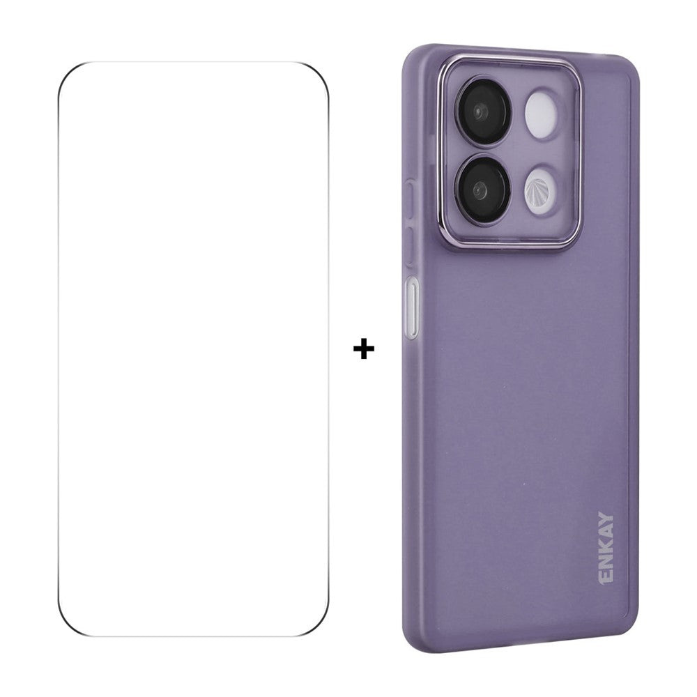 ENKAY HAT PRINCE För Xiaomi Redmi Note 13R Pro 5G Skal Matt TPU mobilskal med Linsfilm + 9H Glasskydd