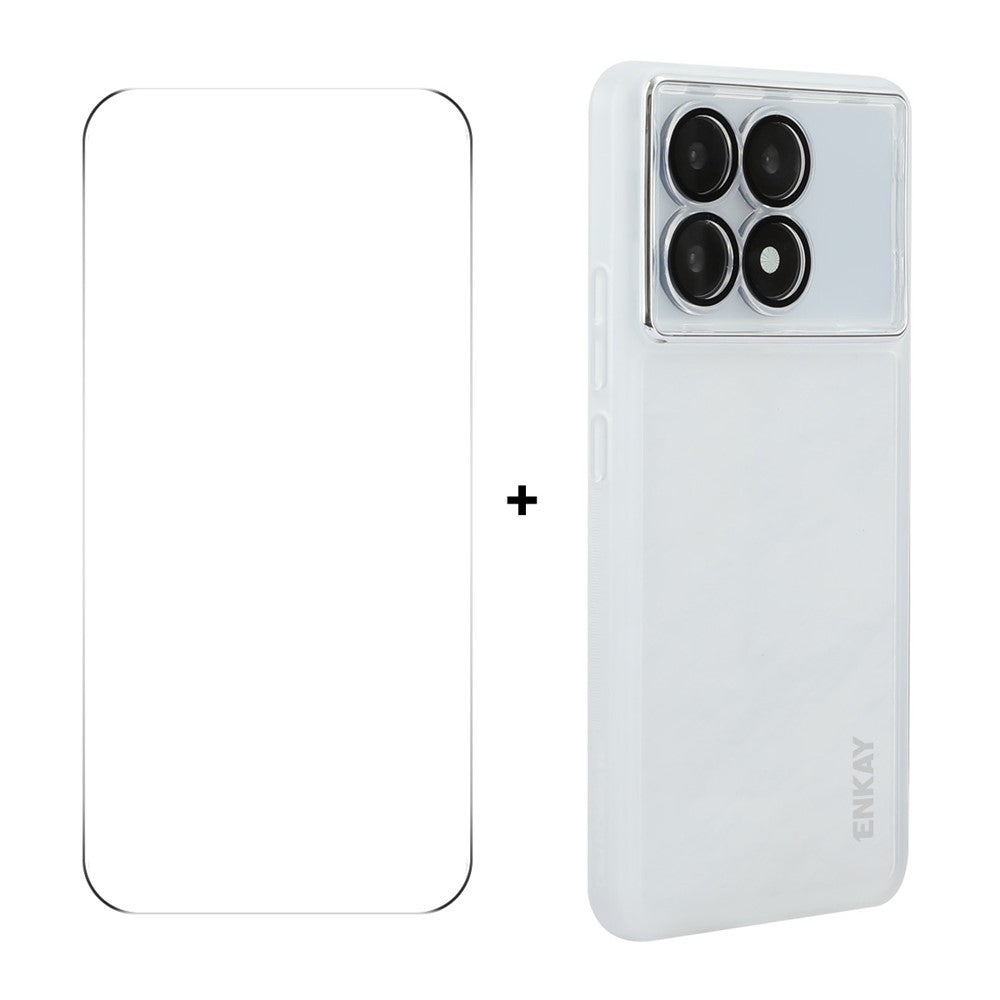 ENKAY HAT PRINCE För Xiaomi Redmi K70E 5G Skal Matt TPU mobilskal med Linsfilm + 9H Glasskydd