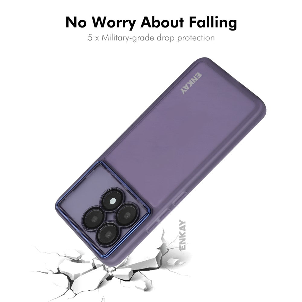 ENKAY HAT PRINCE För Xiaomi Redmi K70E 5G Skal Matt TPU mobilskal med Linsfilm + 9H Glasskydd