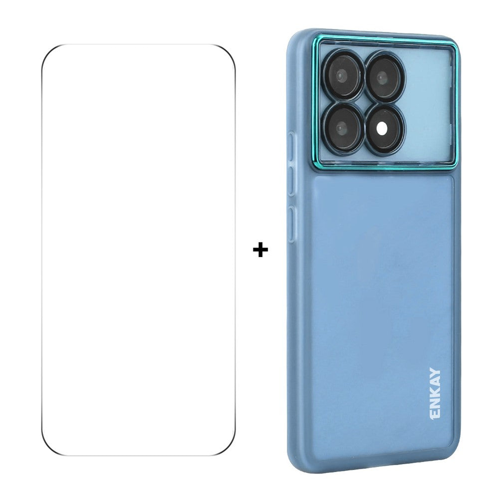 ENKAY HAT PRINCE För Xiaomi Redmi K70E 5G Skal Matt TPU mobilskal med Linsfilm + 9H Glasskydd