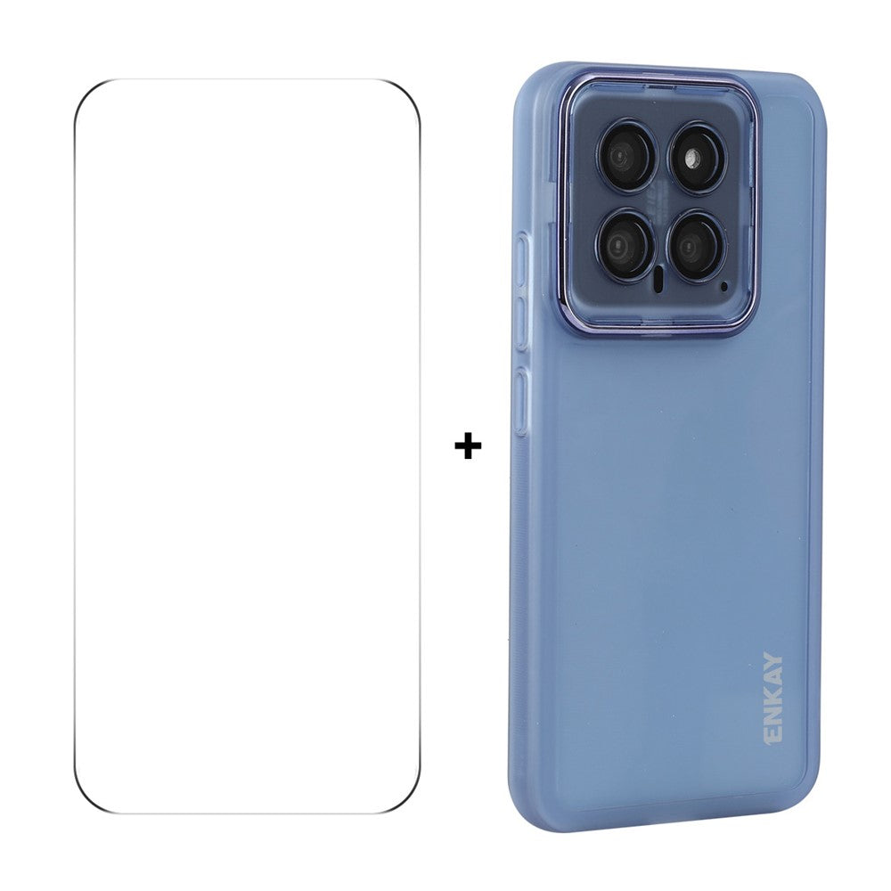 ENKAY HAT PRINCE For Xiaomi 14   Case Matte TPU Phone Cover with Lens Film + 9H Glass Protector