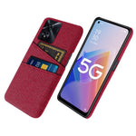 For Oppo A97 5G Scratch Proof Cloth Texture Phone Case Dual Card Slots Design PC Protective Cover