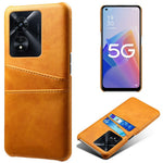 For Oppo A97 5G Protective Phone Case with Dual Card Slots Anti-fall PU Leather Coated Hard PC Back Cover Shell