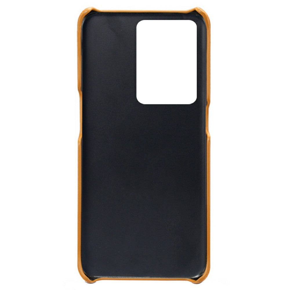 For Oppo A97 5G Protective Phone Case with Dual Card Slots Anti-fall PU Leather Coated Hard PC Back Cover Shell