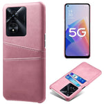 For Oppo A97 5G Protective Phone Case with Dual Card Slots Anti-fall PU Leather Coated Hard PC Back Cover Shell