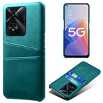 For Oppo A97 5G Protective Phone Case with Dual Card Slots Anti-fall PU Leather Coated Hard PC Back Cover Shell