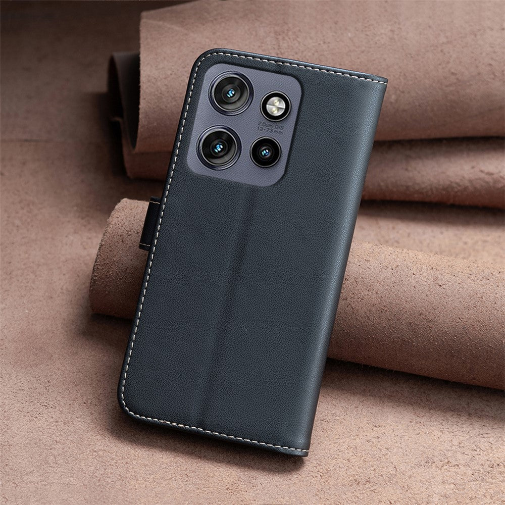 BINFEN COLOR BF17 til Motorola Edge 60 Neo 5G / Edge 50 Neo 5G / Moto S50 5G / ThinkPhone 25 5G, tegnebogsetui i læder med lynlås