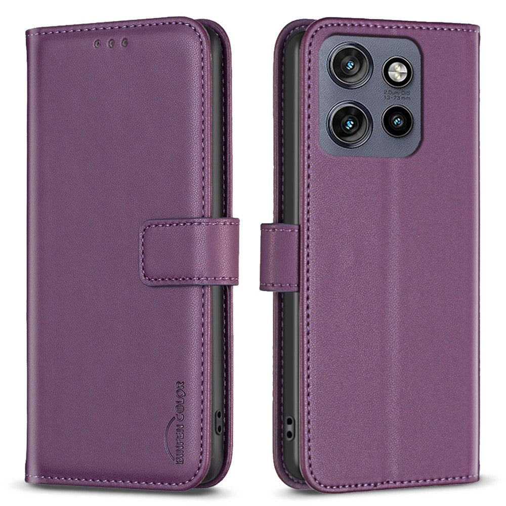 BINFEN COLOR BF17 til Motorola Edge 60 Neo 5G / Edge 50 Neo 5G / Moto S50 5G / ThinkPhone 25 5G, tegnebogsetui i læder med lynlås
