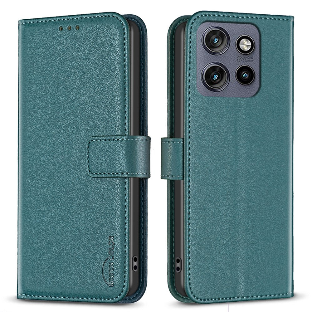 BINFEN COLOR BF17 til Motorola Edge 60 Neo 5G / Edge 50 Neo 5G / Moto S50 5G / ThinkPhone 25 5G, tegnebogsetui i læder med lynlås