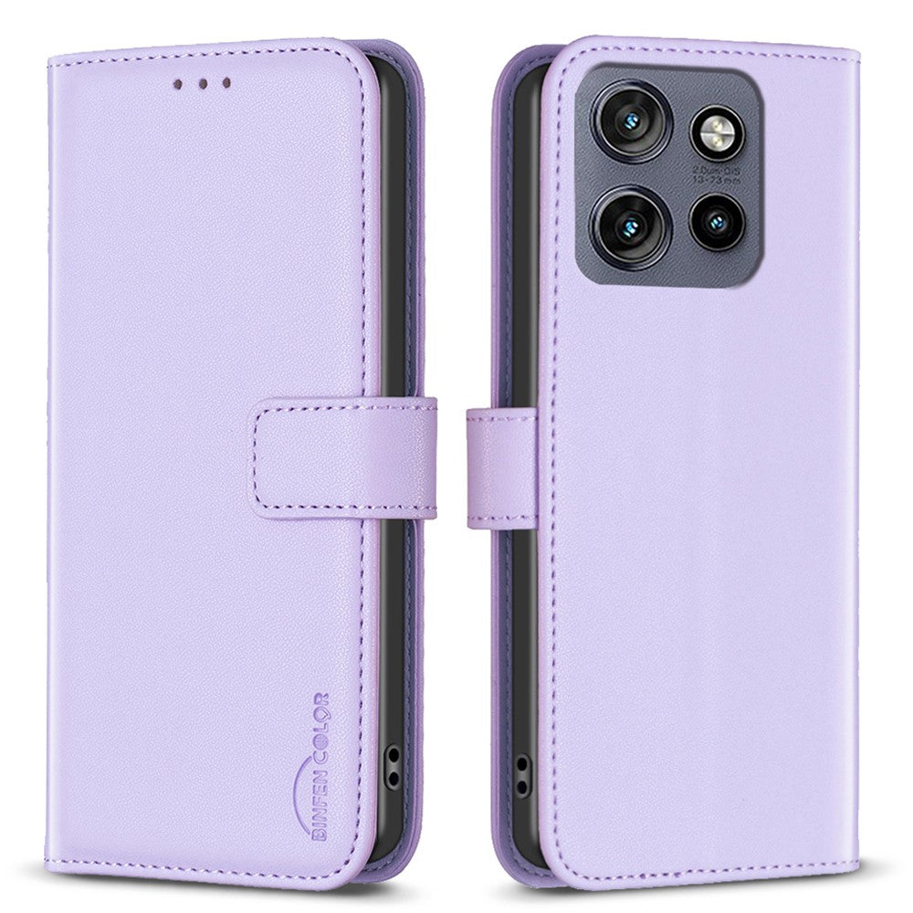 BINFEN COLOR BF17 til Motorola Edge 60 Neo 5G / Edge 50 Neo 5G / Moto S50 5G / ThinkPhone 25 5G, tegnebogsetui i læder med lynlås