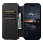 SUTENI J06 For iPhone 16 Plus Case Litchi Texture Leather Wallet Phone Shell Compatible with MagSafe