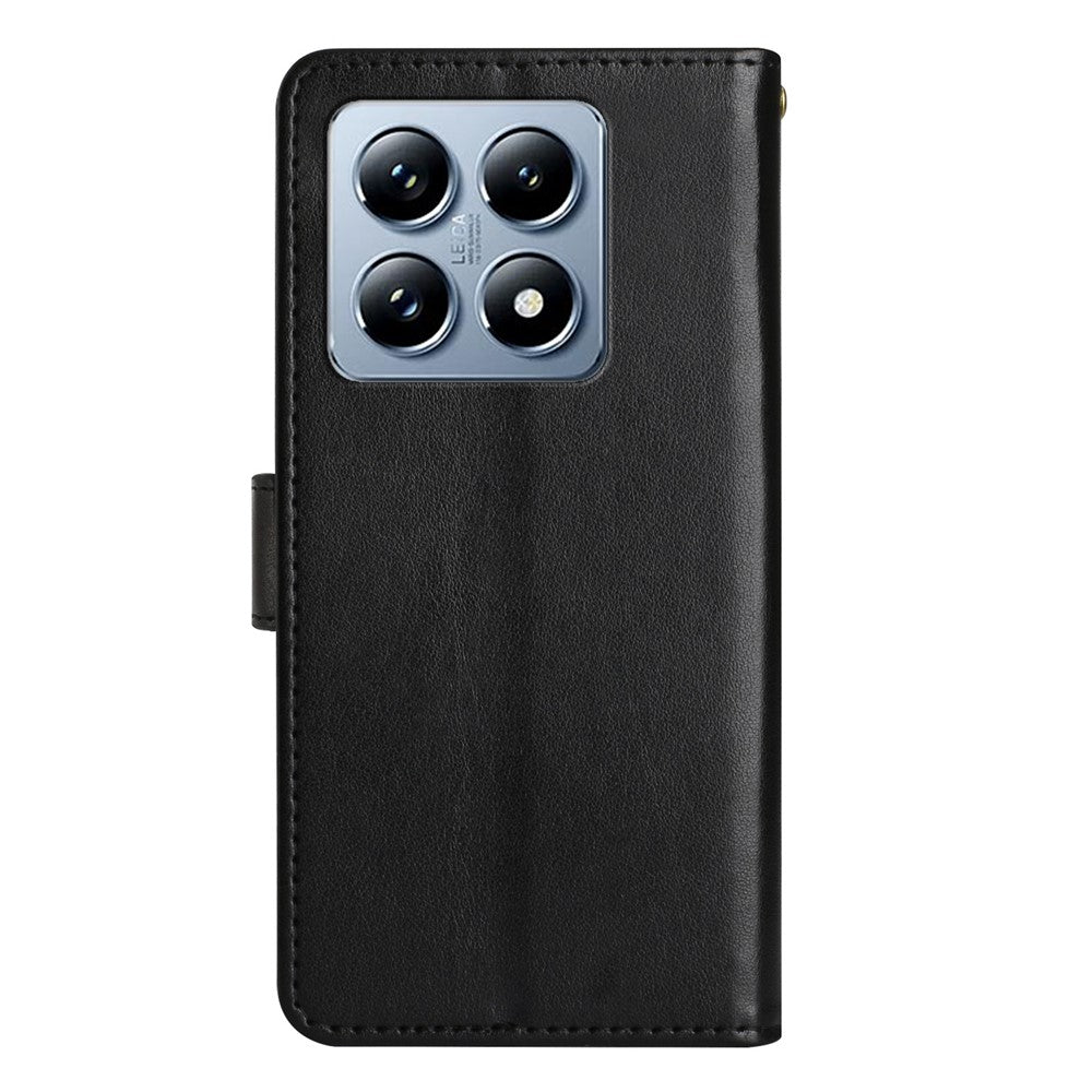 Xiaomi 14T-skal Mönsterpräglad PU-lädermobilplånboksfodral med rem