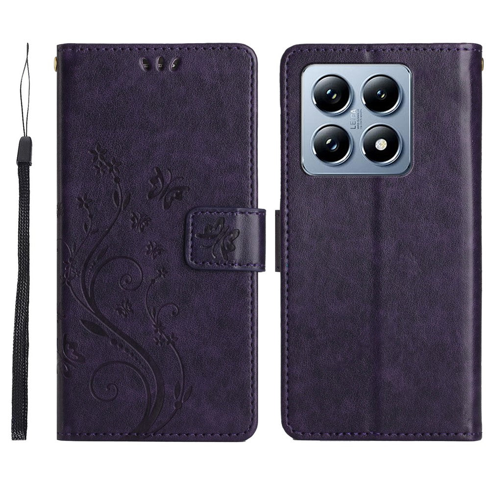 For Xiaomi 14T Pro Case Pattern Imprint PU Leather Phone Wallet Cover with Strap