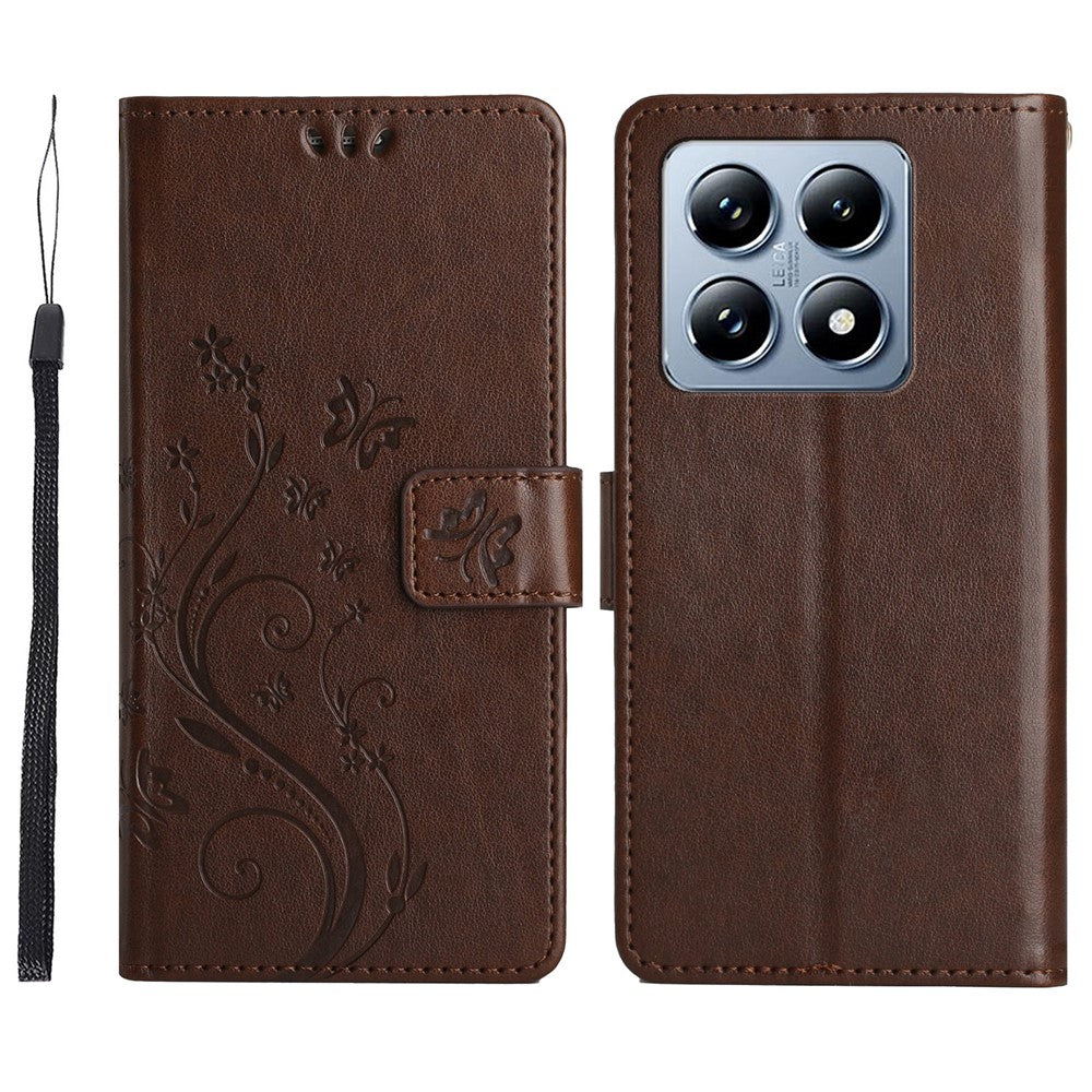 For Xiaomi 14T Pro Case Pattern Imprint PU Leather Phone Wallet Cover with Strap