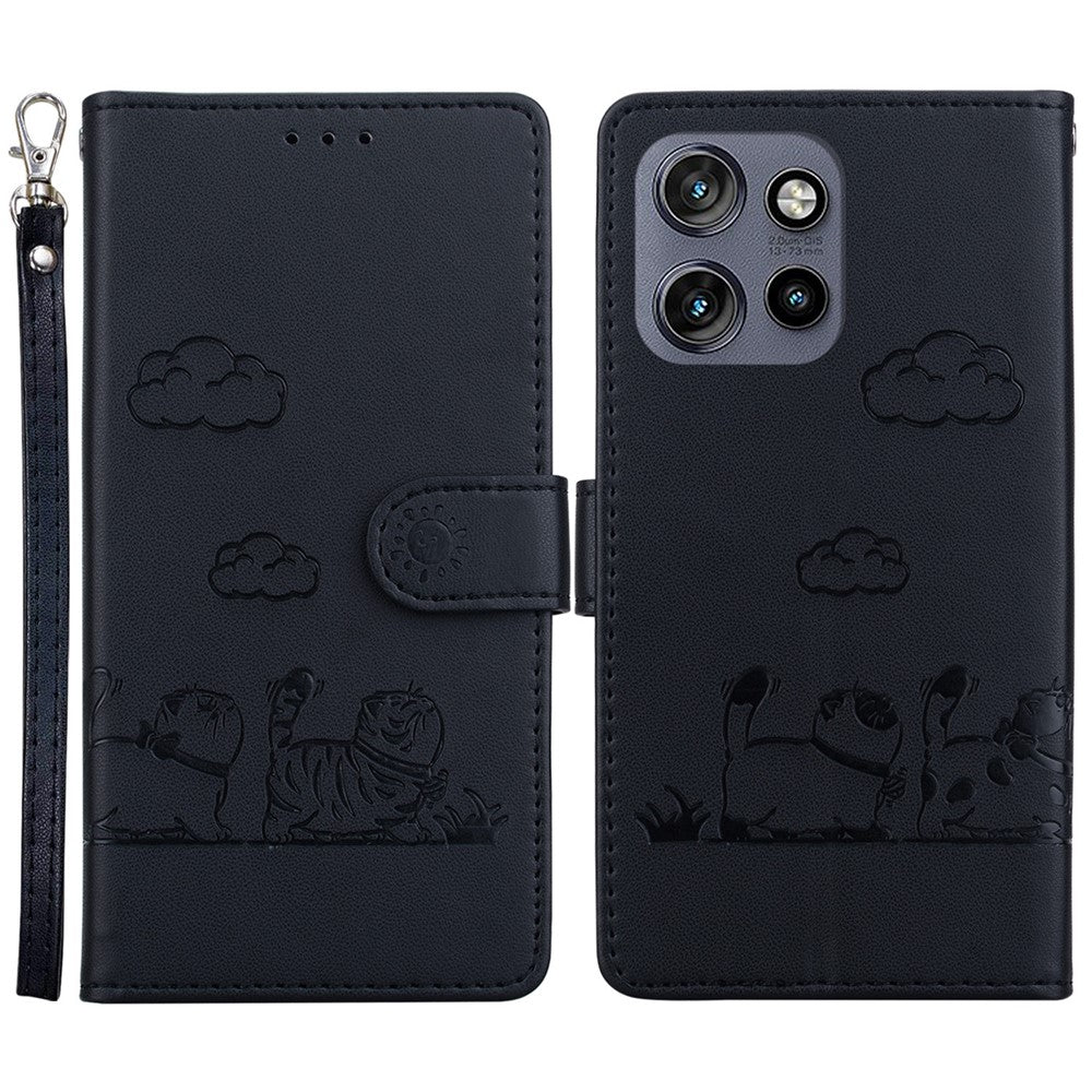 Til Motorola Edge 60 Neo 5G / Edge 50 Neo 5G / Moto S50 5G / ThinkPhone 25 5G Etui RFID-blokerende, killingemønster, TPU+PU-læder telefoncover
