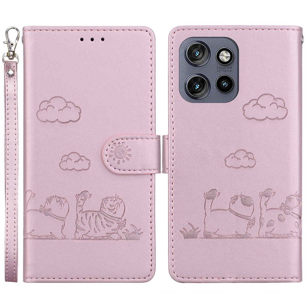 Til Motorola Edge 60 Neo 5G / Edge 50 Neo 5G / Moto S50 5G / ThinkPhone 25 5G Etui RFID-blokerende, killingemønster, TPU+PU-læder telefoncover