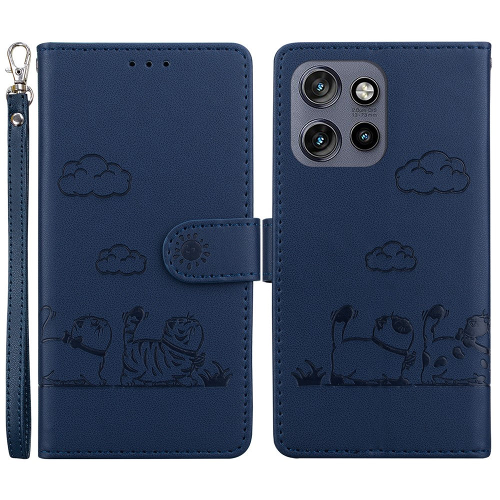 Til Motorola Edge 60 Neo 5G / Edge 50 Neo 5G / Moto S50 5G / ThinkPhone 25 5G Etui RFID-blokerende, killingemønster, TPU+PU-læder telefoncover