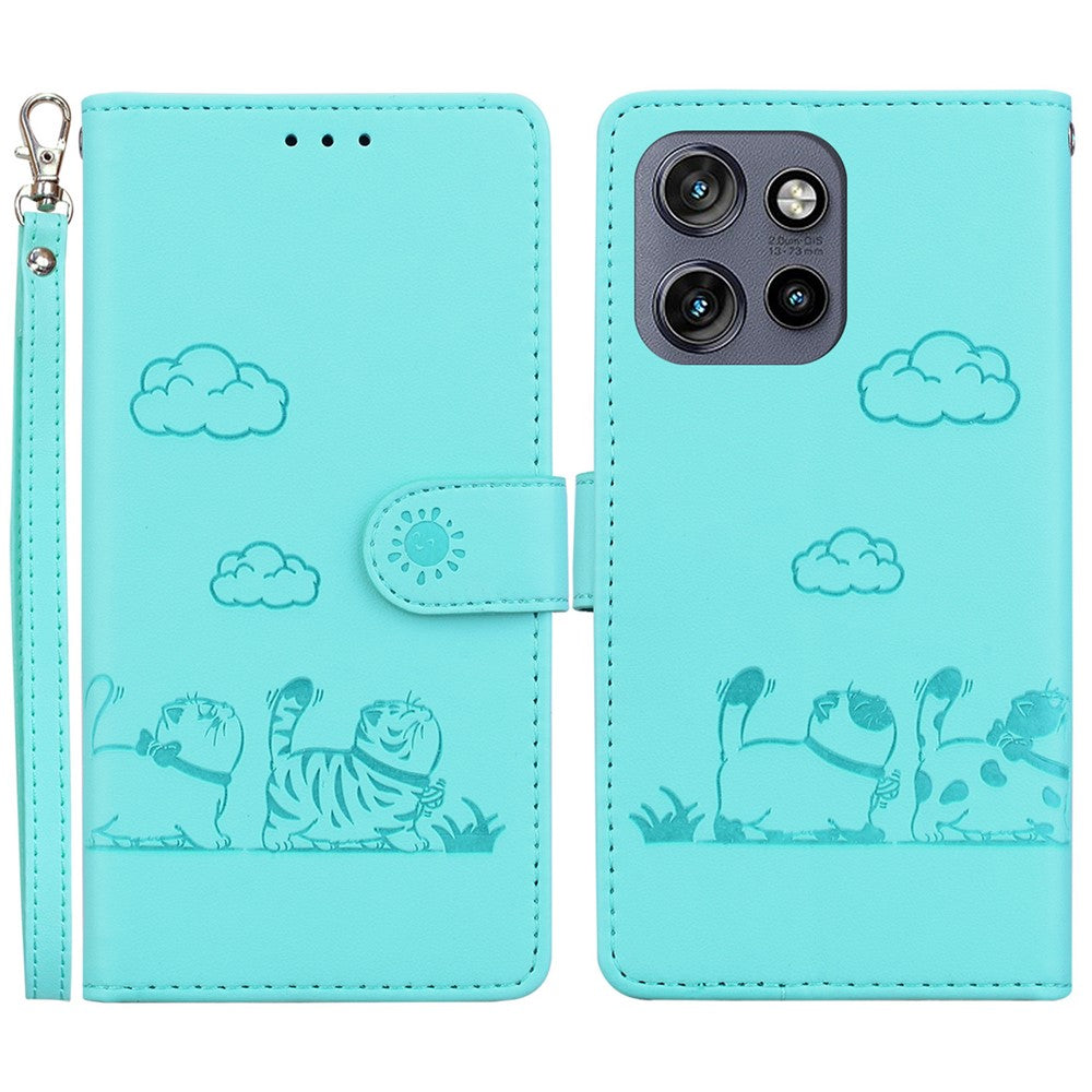 Til Motorola Edge 60 Neo 5G / Edge 50 Neo 5G / Moto S50 5G / ThinkPhone 25 5G Etui RFID-blokerende, killingemønster, TPU+PU-læder telefoncover