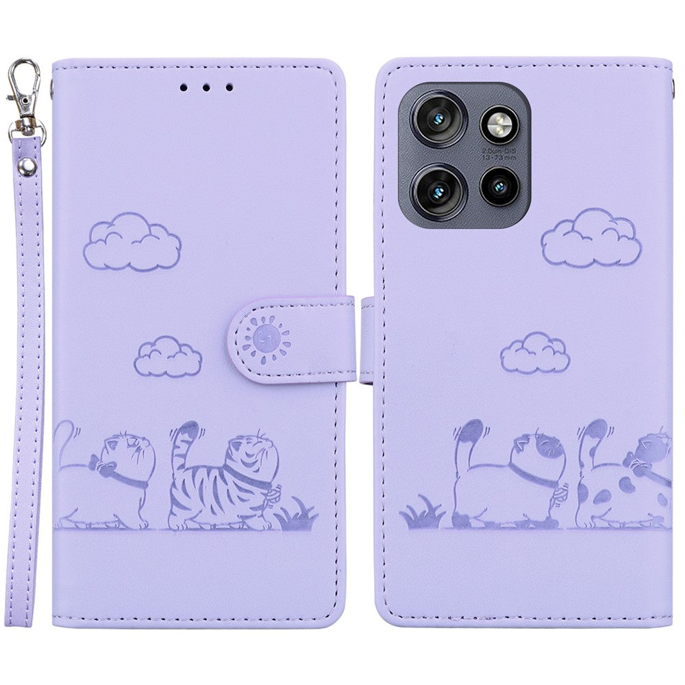 Til Motorola Edge 60 Neo 5G / Edge 50 Neo 5G / Moto S50 5G / ThinkPhone 25 5G Etui RFID-blokerende, killingemønster, TPU+PU-læder telefoncover