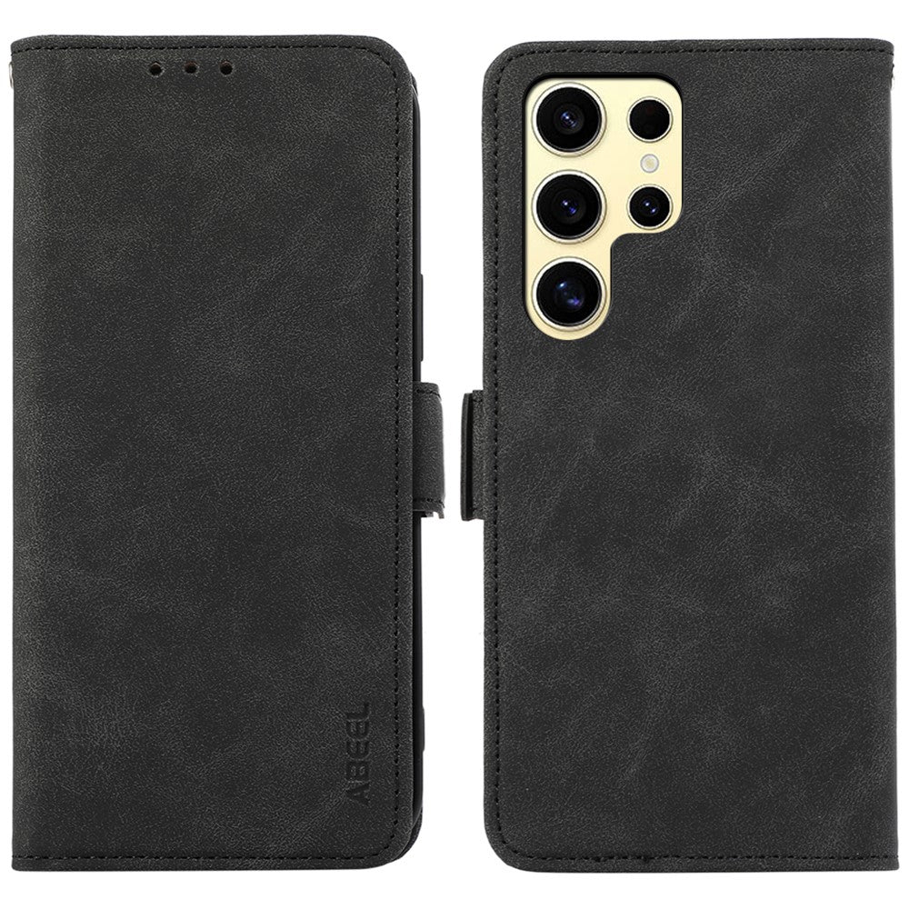 ABEEL For Samsung Galaxy S25 Ultra Case PU Leather Folio Stand View RFID Blocking Phone Cover