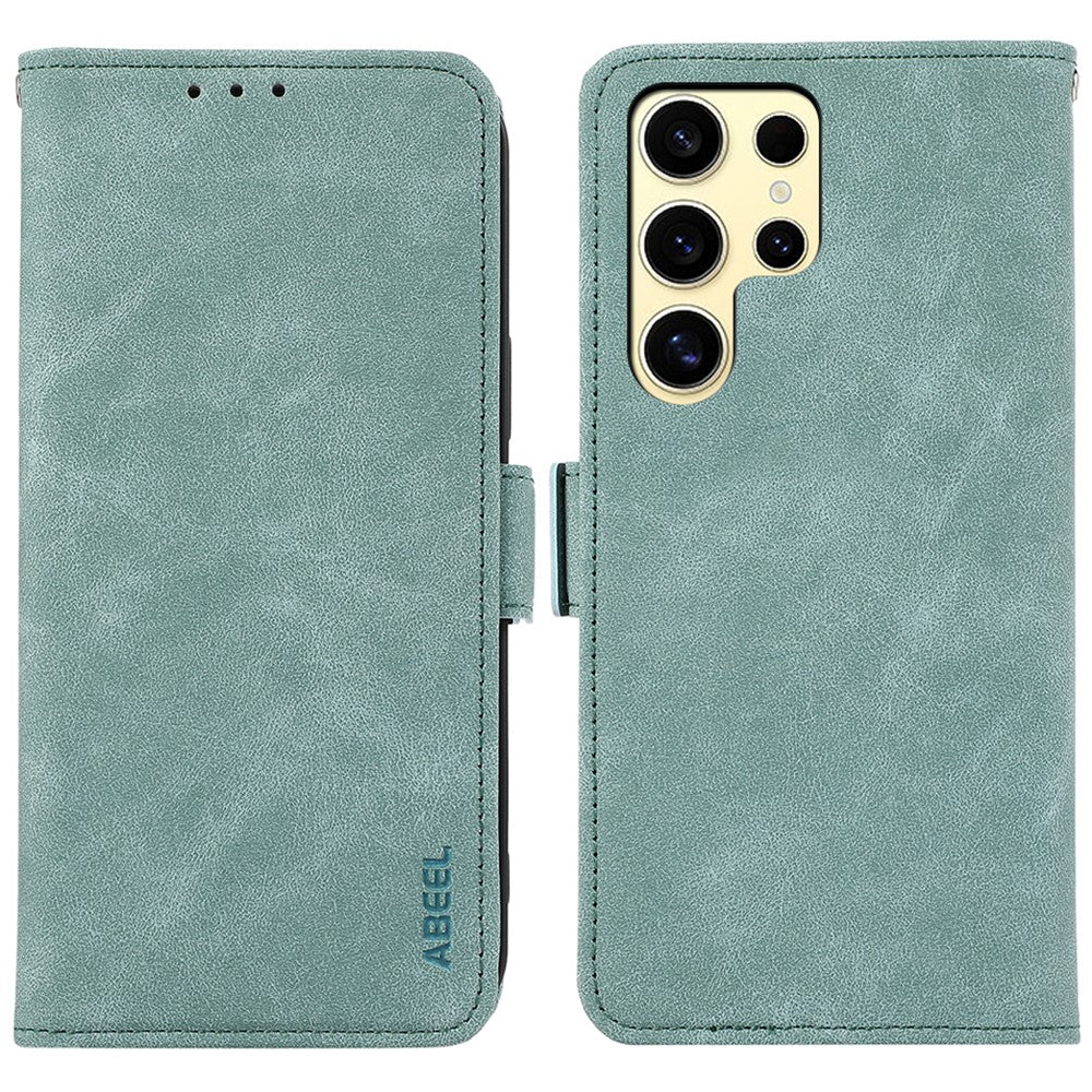 ABEEL For Samsung Galaxy S25 Ultra Case PU Leather Folio Stand View RFID Blocking Phone Cover