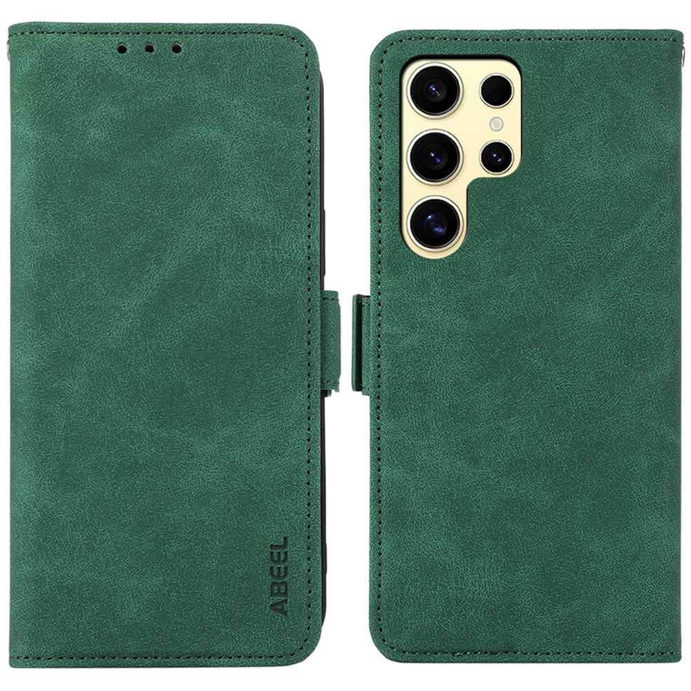 ABEEL For Samsung Galaxy S25 Ultra Case PU Leather Folio Stand View RFID Blocking Phone Cover