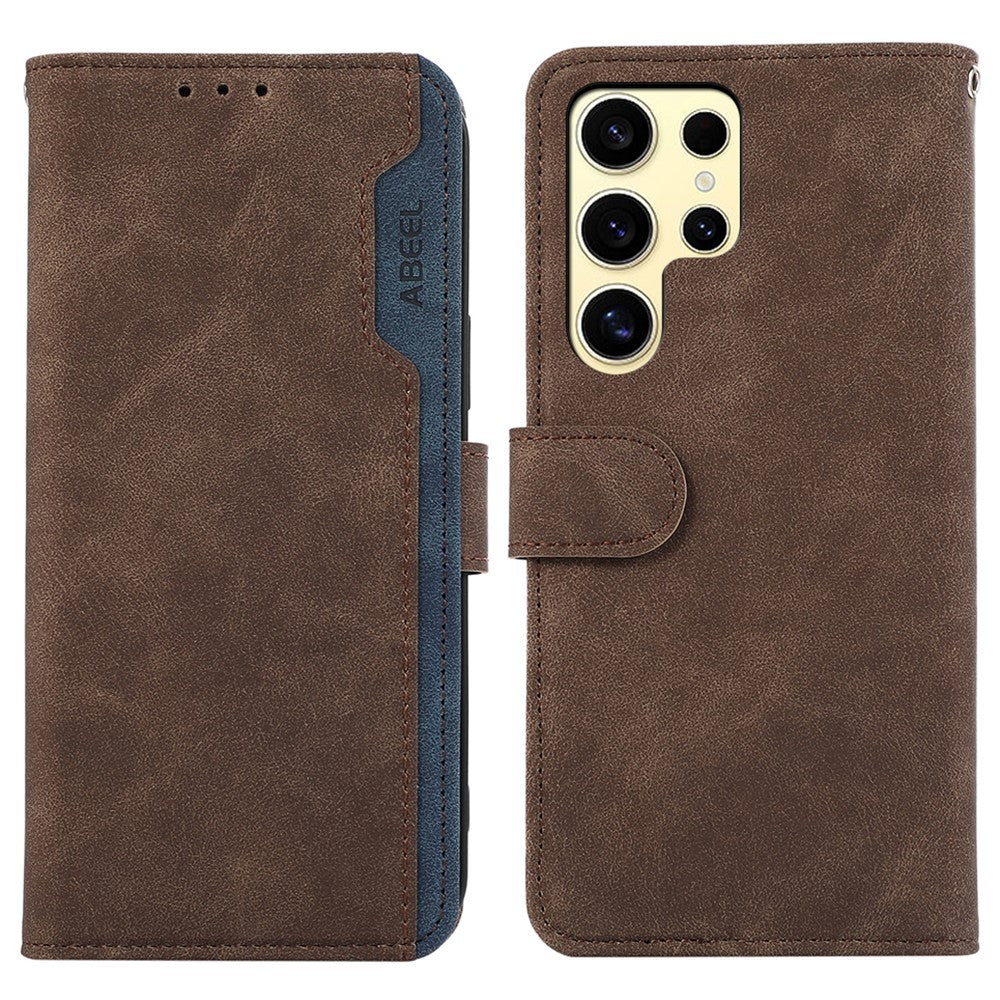 ABEEL For Samsung Galaxy S25 Ultra Case Color Splicing Leather Flip Phone Cover RFID Blocking