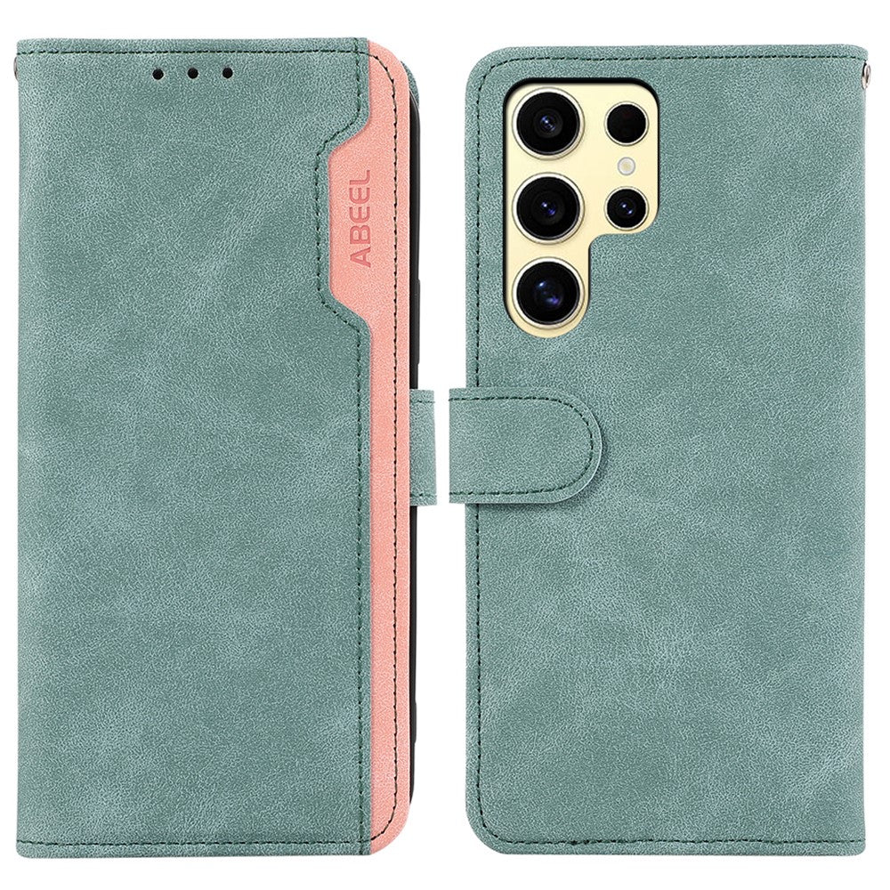 ABEEL For Samsung Galaxy S25 Ultra Case Color Splicing Leather Flip Phone Cover RFID Blocking