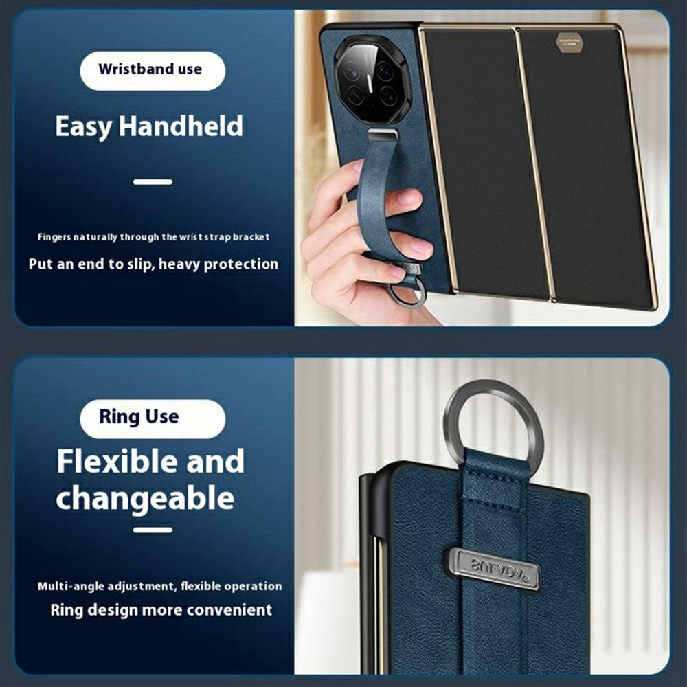 SULADA Fashion Series for Huawei Mate XT Ultimate Case Wristband Kickstand Leather+PC Back Phone Cover
