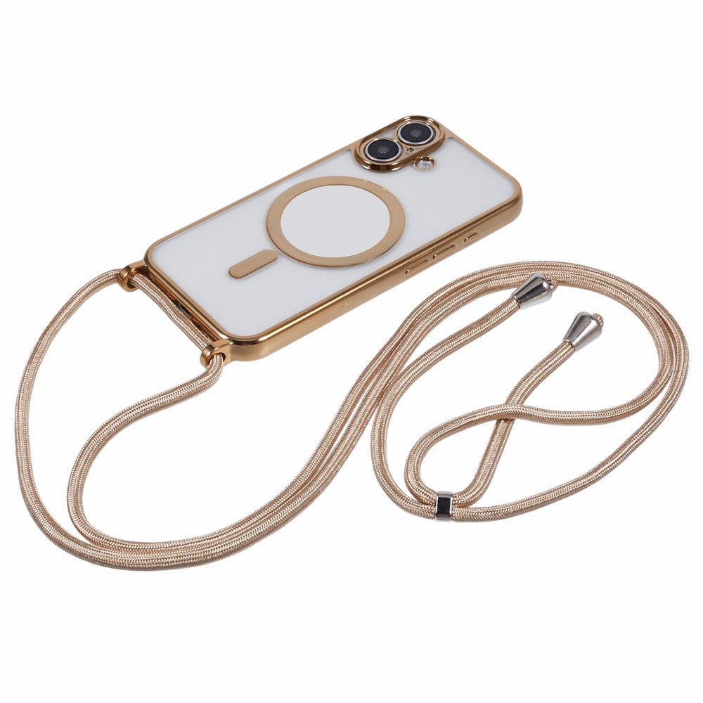 Til iPhone 16 Plus Cover Kompatibel med MagSafe Galvaniseret TPU Mobiltelefonbeskytter med Lang Snor