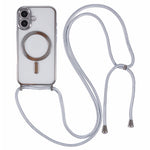 For iPhone 16 Plus Case Compatible with MagSafe Electroplating TPU Cellphone Protector with Long Lanyard