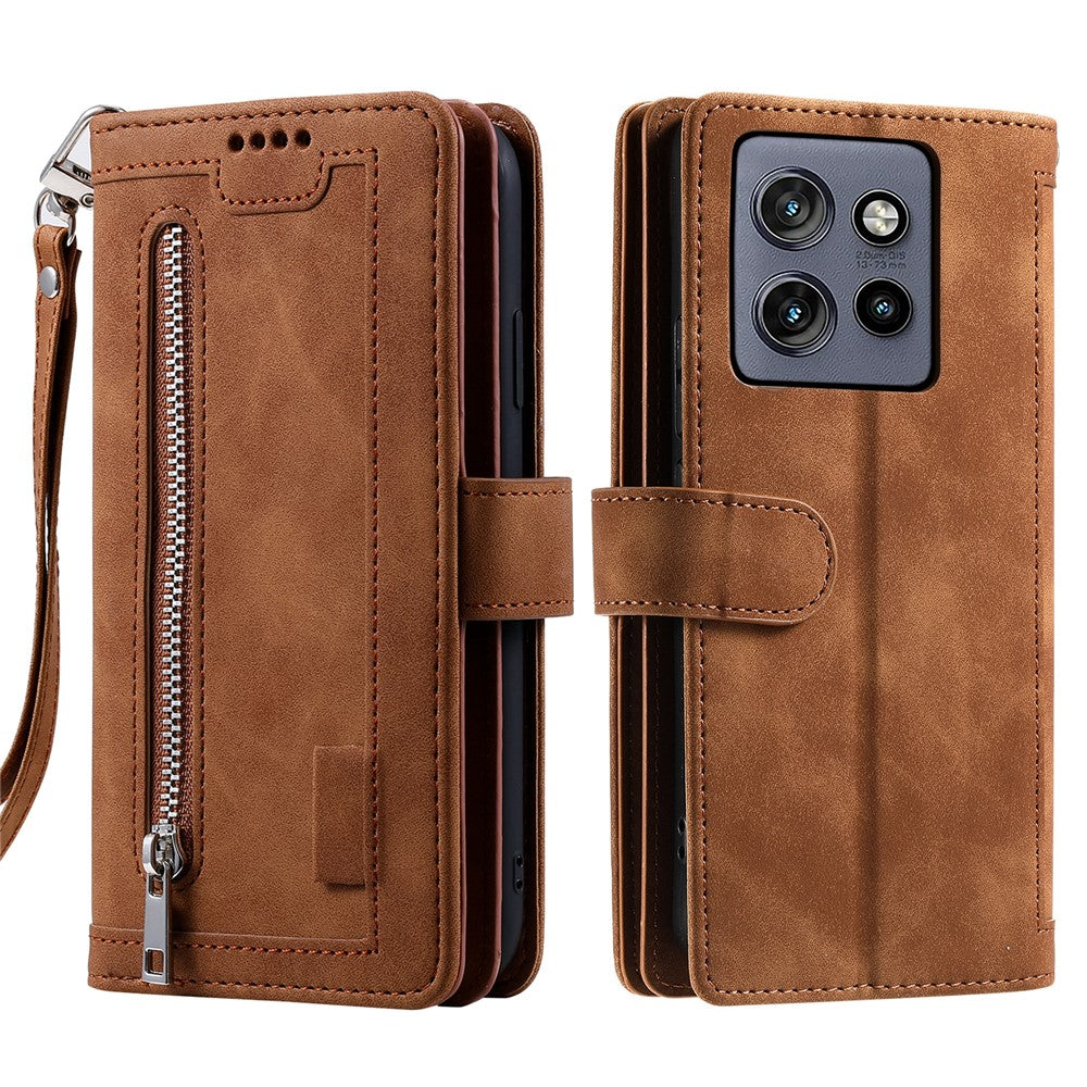 For Motorola Edge 60 Neo 5G / Edge 50 Neo 5G / Moto S50 5G / ThinkPhone 25 5G Case PU Leather Phone Cover with Zipper Wallet 9 Card Slots