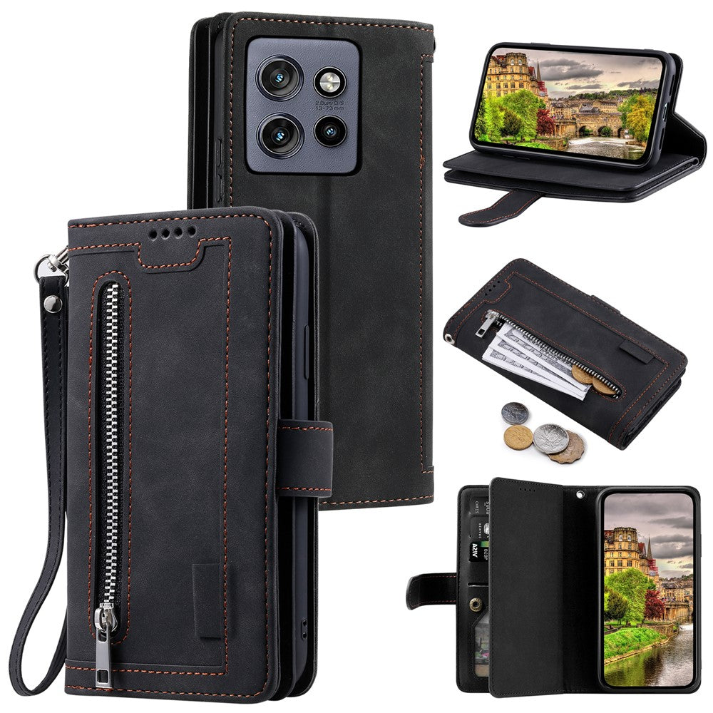 For Motorola Edge 60 Neo 5G / Edge 50 Neo 5G / Moto S50 5G / ThinkPhone 25 5G Case PU Leather Phone Cover with Zipper Wallet 9 Card Slots