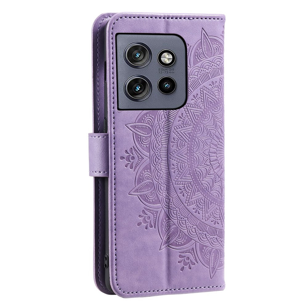 Motorola Edge 60 Neo 5G / Edge 50 Neo 5G / Moto S50 5G / ThinkPhone 25 5G-cover med trykt totemmønster i PU-læder, tegnebogsetui, mobilcover