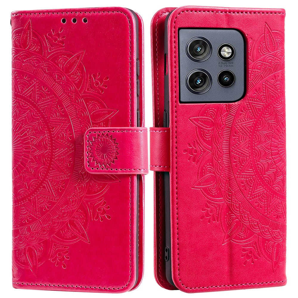 Motorola Edge 60 Neo 5G / Edge 50 Neo 5G / Moto S50 5G / ThinkPhone 25 5G-cover med trykt totemmønster i PU-læder, tegnebogsetui, mobilcover