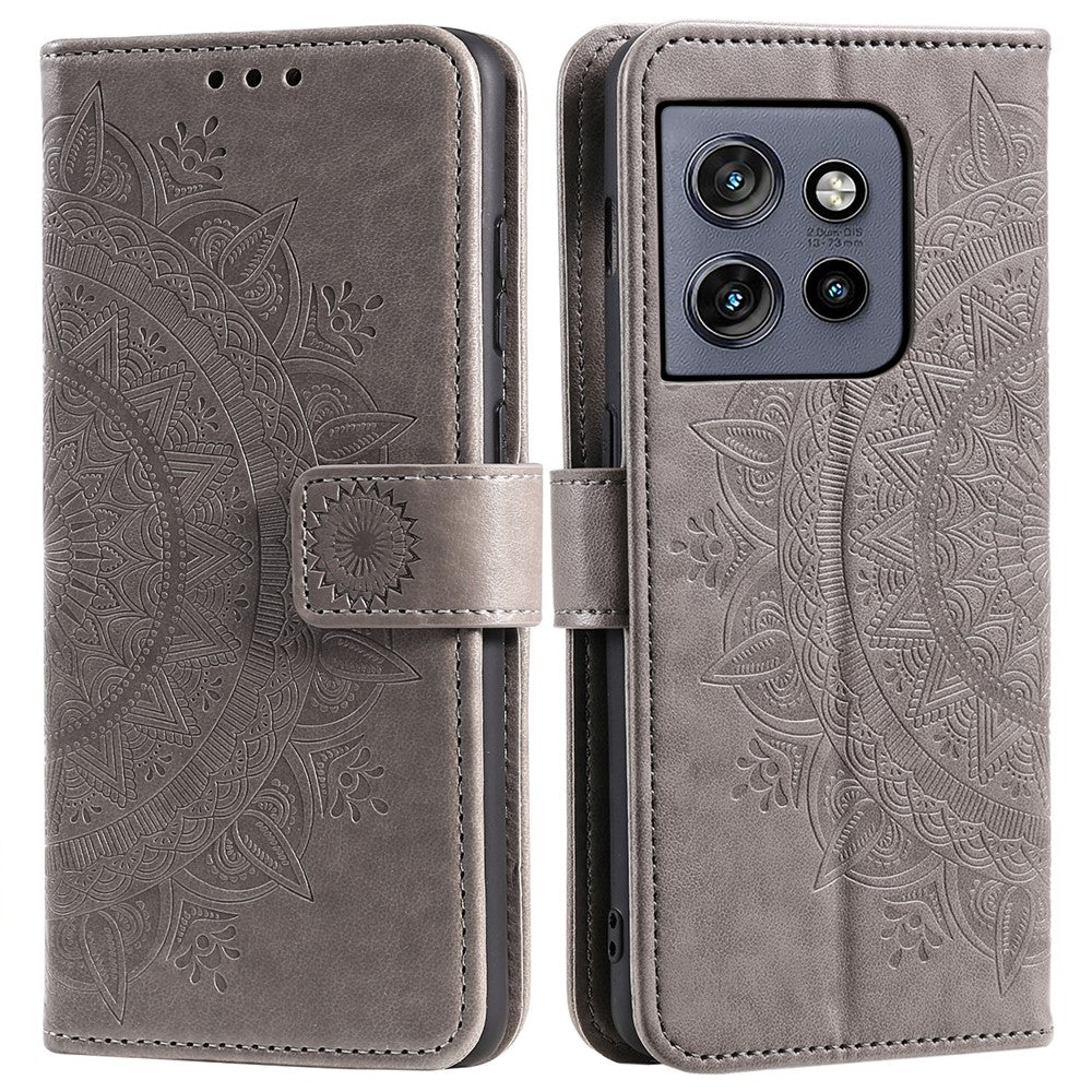Motorola Edge 60 Neo 5G / Edge 50 Neo 5G / Moto S50 5G / ThinkPhone 25 5G-cover med trykt totemmønster i PU-læder, tegnebogsetui, mobilcover