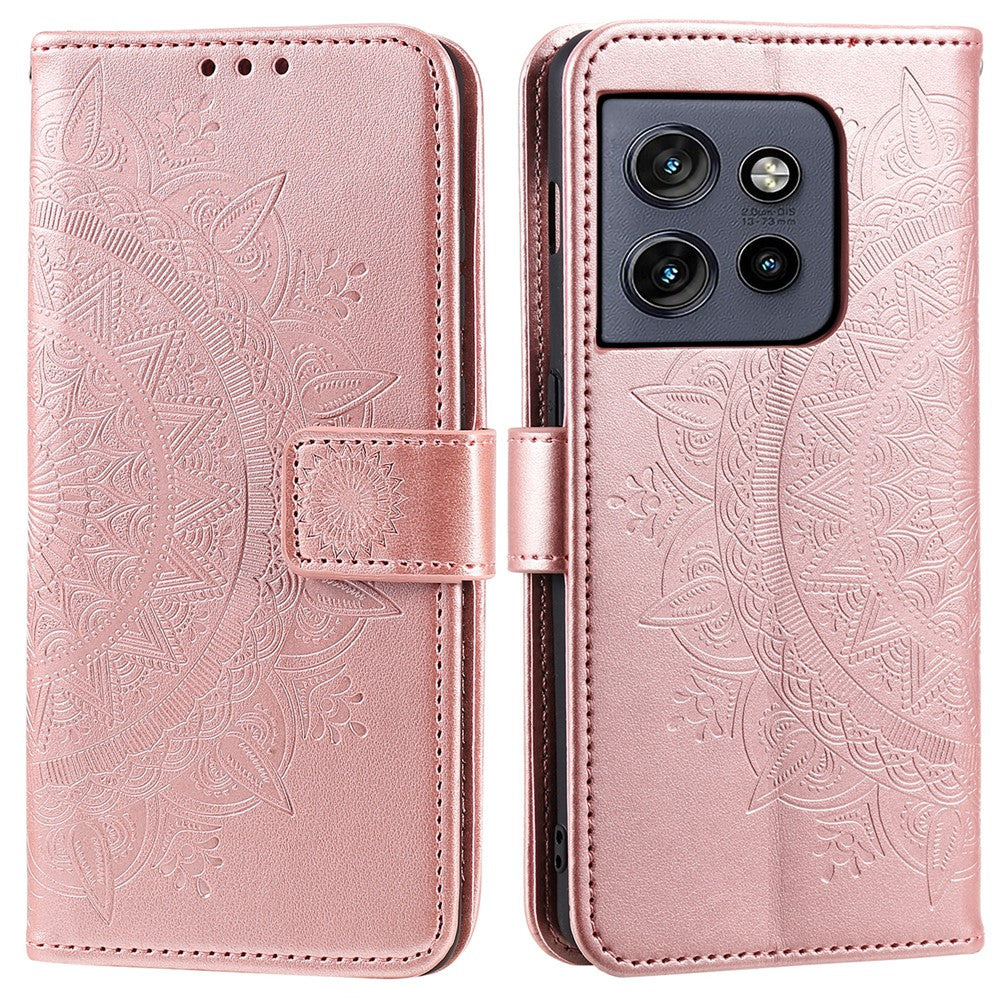 Motorola Edge 60 Neo 5G / Edge 50 Neo 5G / Moto S50 5G / ThinkPhone 25 5G-cover med trykt totemmønster i PU-læder, tegnebogsetui, mobilcover