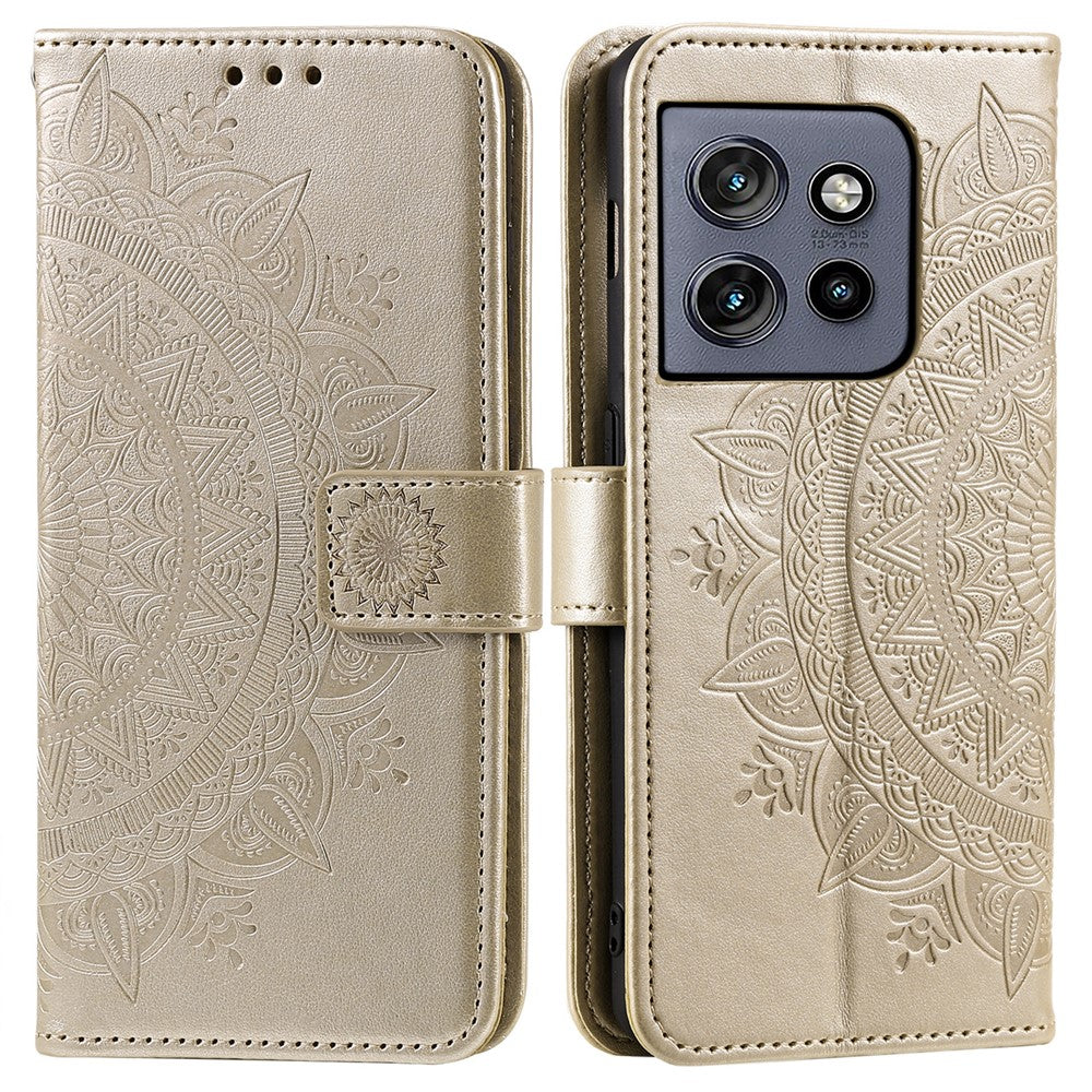 Motorola Edge 60 Neo 5G / Edge 50 Neo 5G / Moto S50 5G / ThinkPhone 25 5G-cover med trykt totemmønster i PU-læder, tegnebogsetui, mobilcover