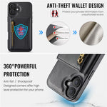 DG.MING M5-serie til iPhone 16 Plus-etui Aftageligt magnetisk lædertelefoncover med kortlommer